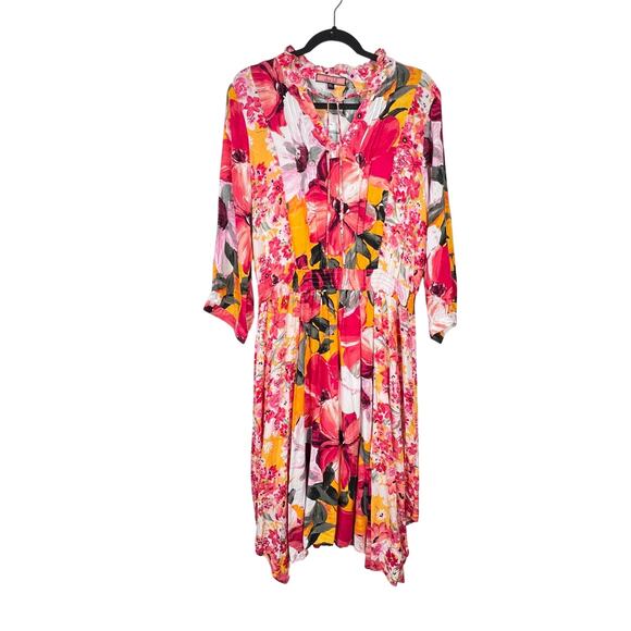 NEW ANTHROPOLOGIE Olive Hill Womens Colorful Tropical Hawaiian‎ Tassels Dress XL - Picture 1 of 16